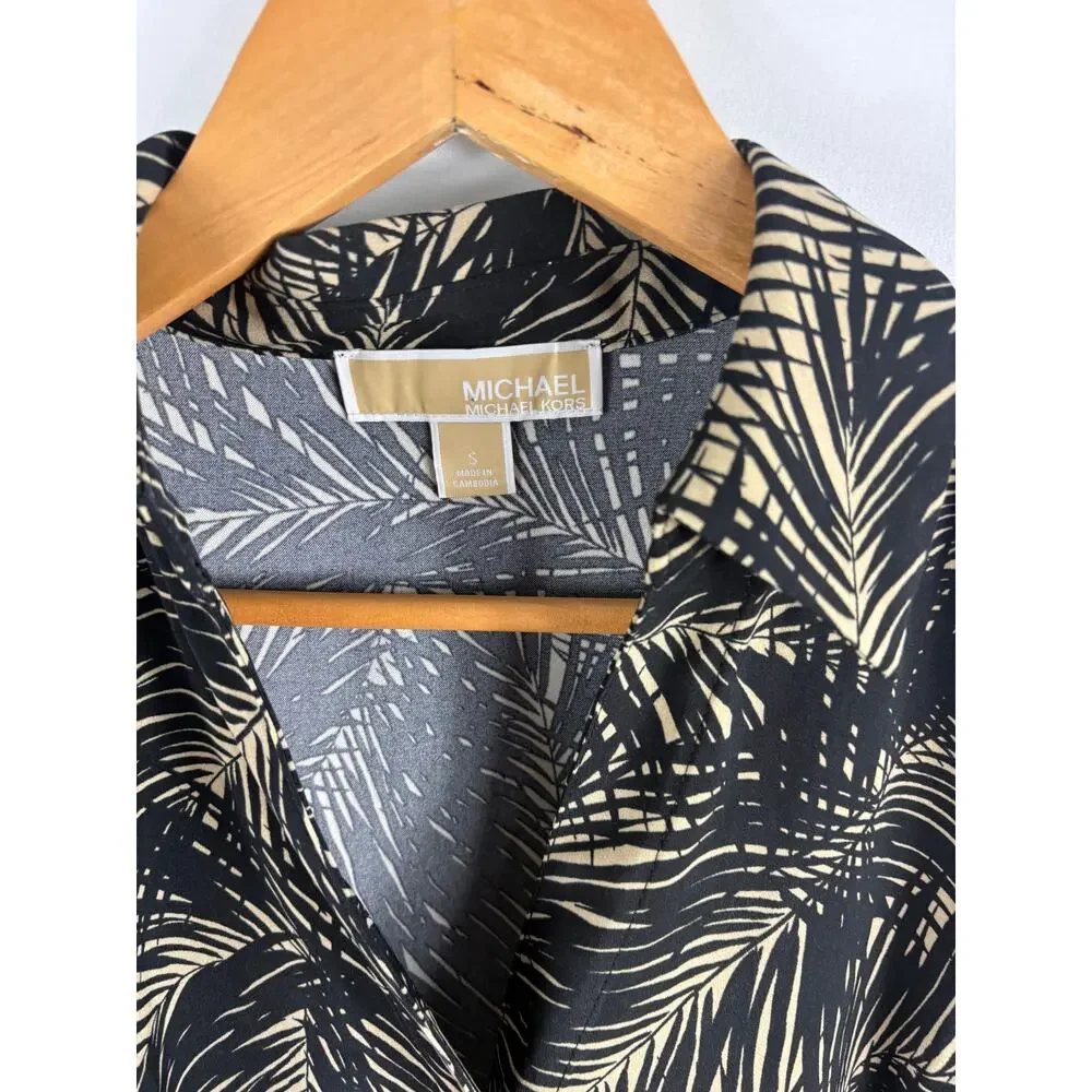 Michael Kors Tropical Print Long Sleeve Button Down Shirt Size Small